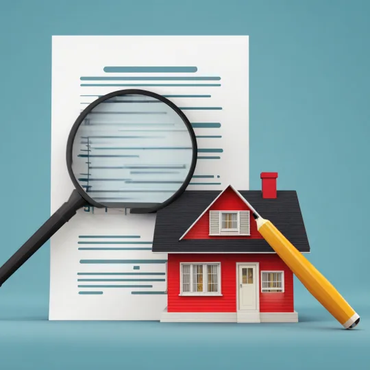 Home appraisal document with magnifying glass and model house representing barndominium appraisal process