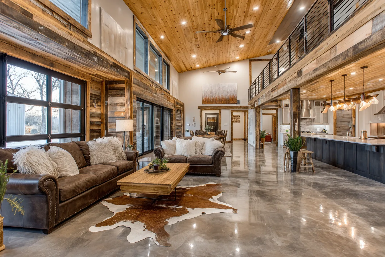 Rustic Luxury Open Concept Barndominium Interior