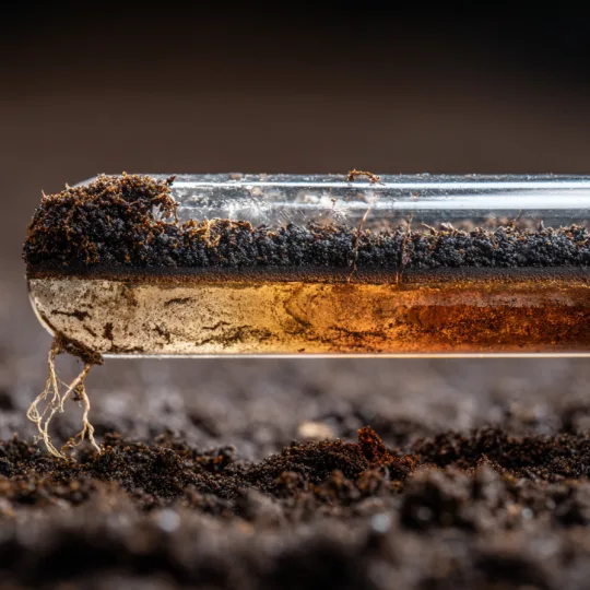 soil testing core sample showing layered soil composition for barndominium foundation planning and perc testing