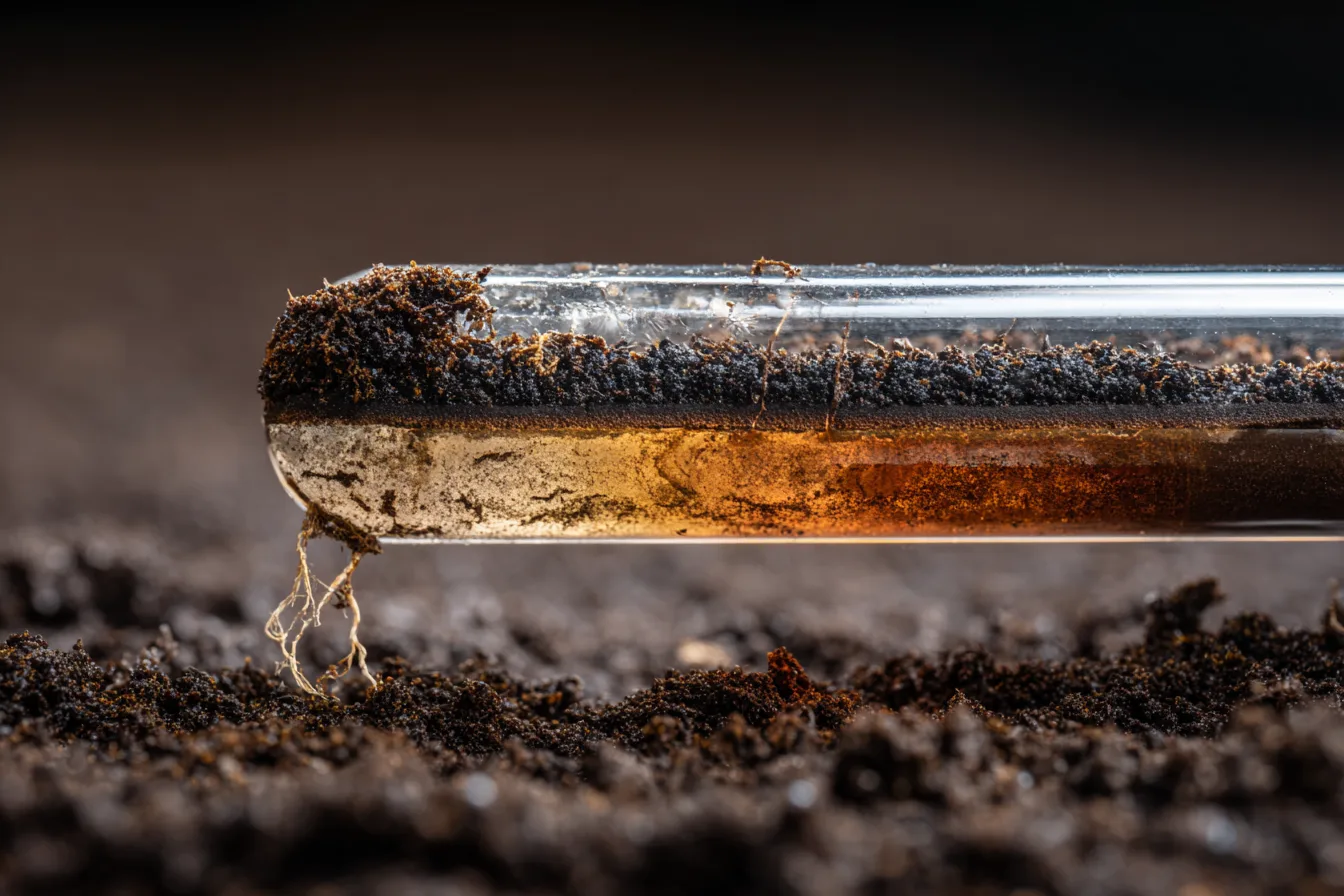 soil testing core sample showing layered soil composition for barndominium foundation planning and perc testing