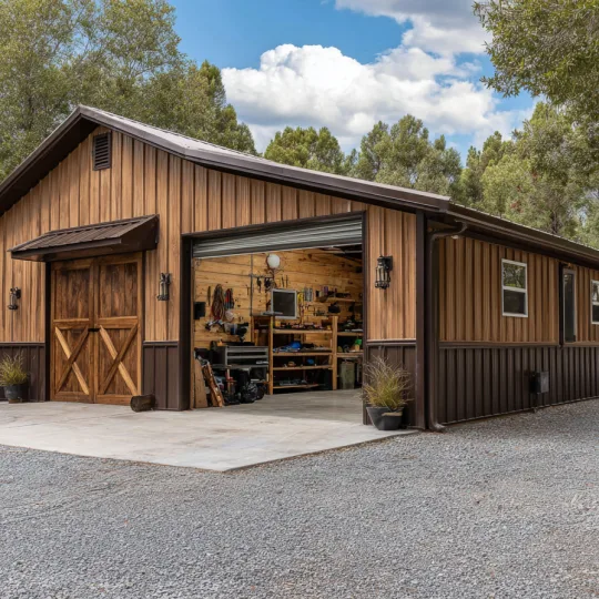Barndominium With Attached Shop and Workshop Design