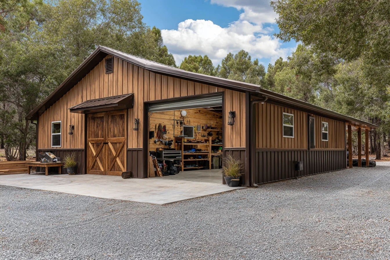 Barndominium With Attached Shop and Workshop Design