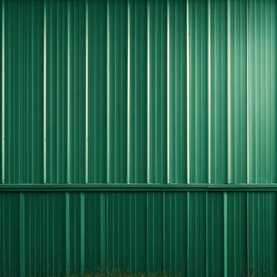 green metal siding panels on barndominium exterior showing vertical ribbed steel texture